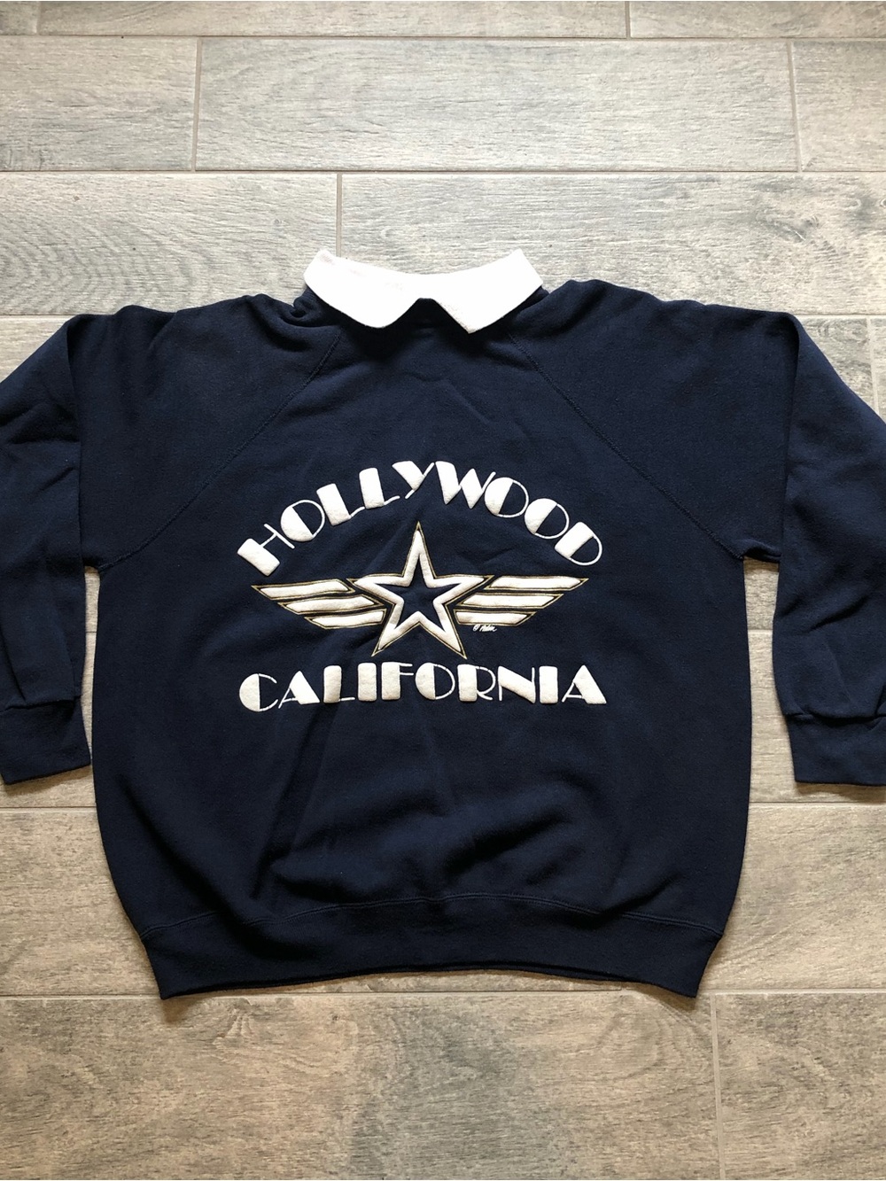 Vintage 90s Hollywood California Collared Sweater Unisex Adult Size L - USA Made
